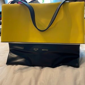 COPY of a leather flap color blocked purse